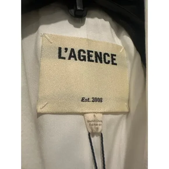 NWT L'AGENCE Kenzie White Size 6 Double Breast Blazer Jacket Office Lux Cotton